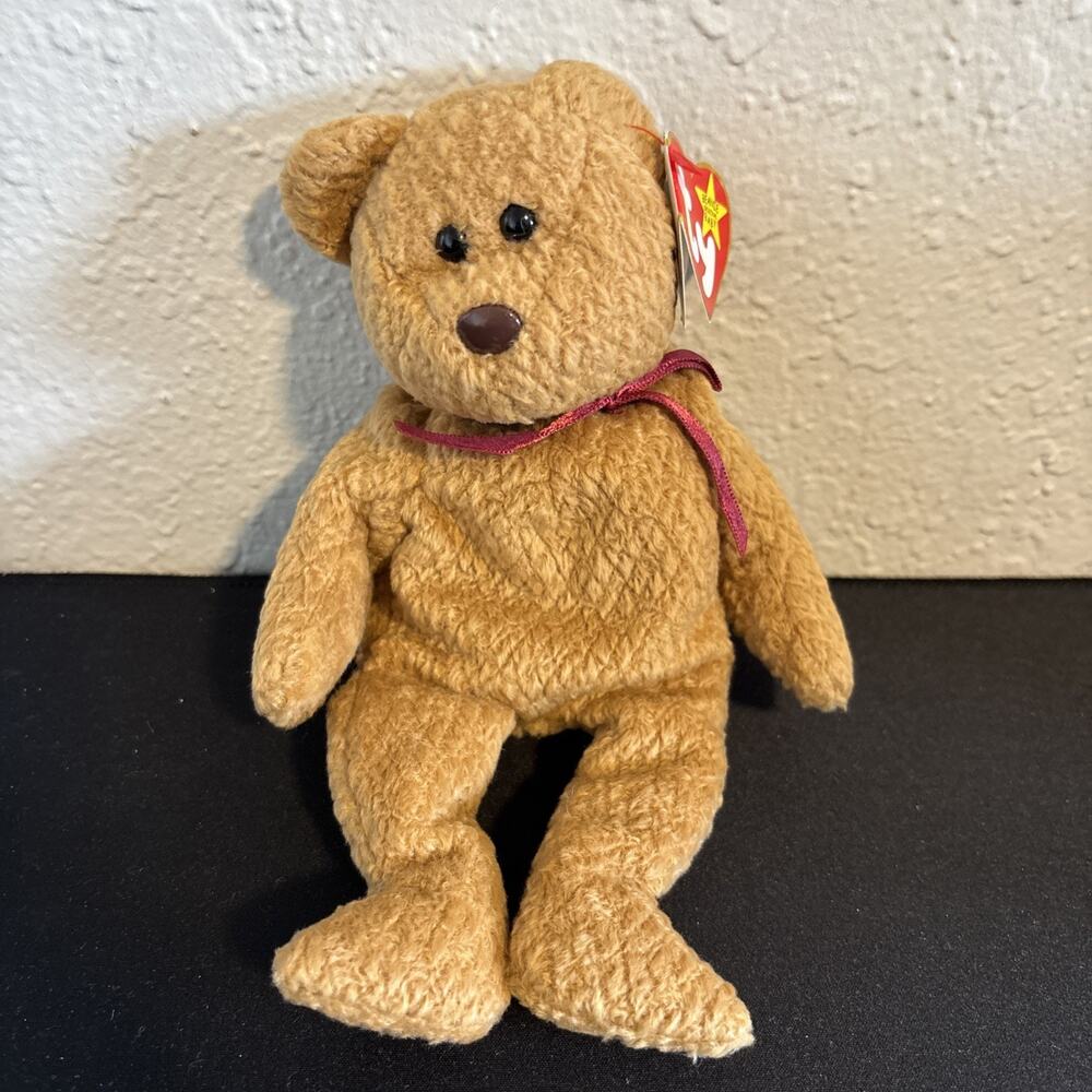 Ty Beanie Babies Curly The Bear Plush Toy - DOB April 12, 1996
